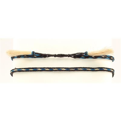 M & F braided horsehair hat band - Black, natural and blue