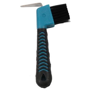 Soft Grip Hoof Pick with Brush - Turquoise