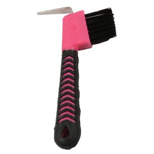 Soft Grip Hoof Pick with Brush - Pink