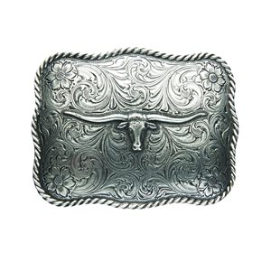 AndWest Antiqued Silver Scalloped Longhorn Buckle