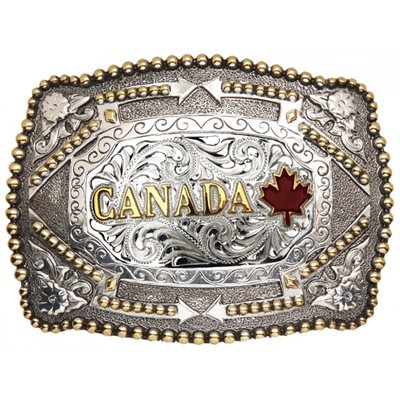 AndWest Two-Tone Antique Beaded Arrow Canada Regional Buckle