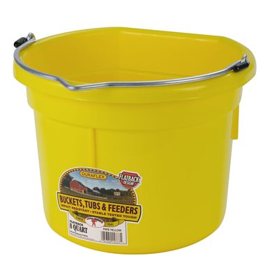 Little Giant 2 Gallons Flat Back Plastic Bucket - Yellow