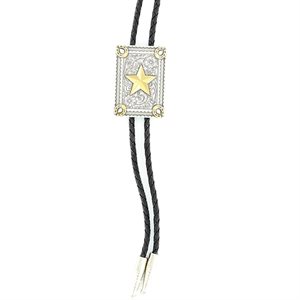 M&F Rectangular Bolo Tie with Gold Star