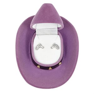 AWST Earrings with Cowboy Hat Gift Box - Horse Head