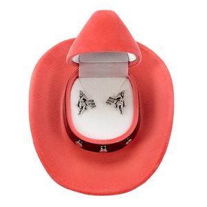 AWST Earrings with Cowboy Hat Gift Box - Barrel Racer
