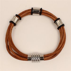 Bracelet Twister pour homme - Brun avec ornements de métal