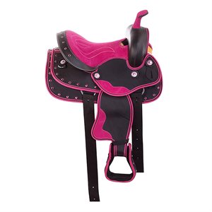 Synthetic pony saddle 12'' - Pink 