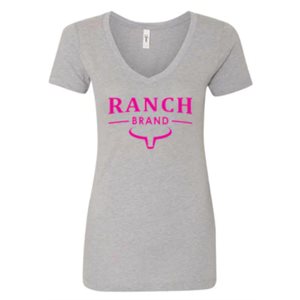 Ranch Brand Ladies Classic Western T-Shirt Grey and pink