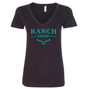 Ranch Brand Ladies Classic Western T-Shirt - Black and turquoise