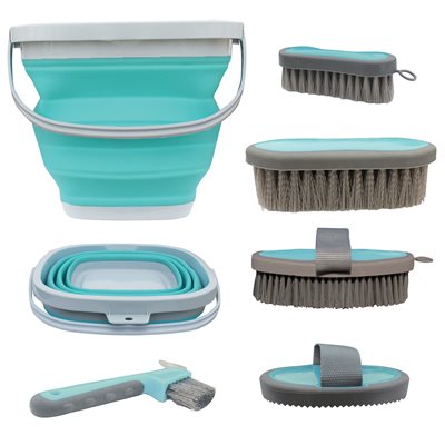 Grooming Kit with Collapsible Bucket - Mint