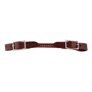 Western Rawhide Rounded Leather Curb Strap - Burgundy