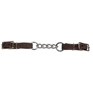 Short Chain Nylon Curb Strap - Brown