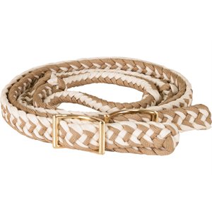 Mustang Braided Barrel Reins with Knots - Cream & Tan