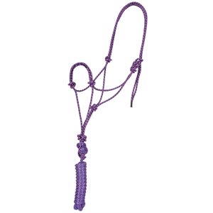 Mustang Economy Rope Halter With Lead - Purple / Black / Pink