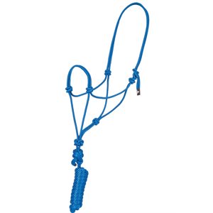 Mustang Economy Rope Halter With Lead - Blue