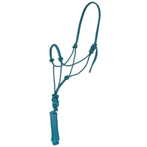 Mustang Economy Rope Halter With Lead - Teal & Black