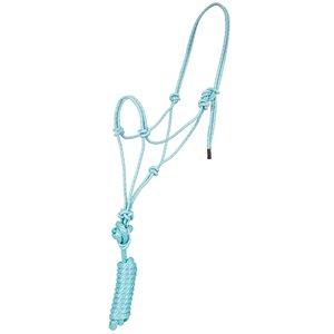Mustang Economy Rope Halter With Lead - Turquoise & White
