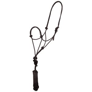 Mustang Economy Rope Halter With Lead - Black & White