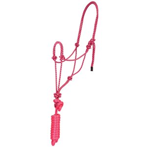 Mustang Economy Rope Halter With Lead - Pink & Black
