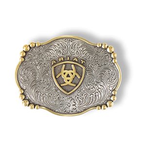 Ariat rectangular floral belt buckle - Logo