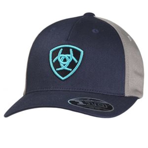  Ariat Men's Baseball Cap - Navy and grey with turquoise logo