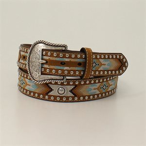 Nocona ladies embroided southwest pattern, conchos and studs belt