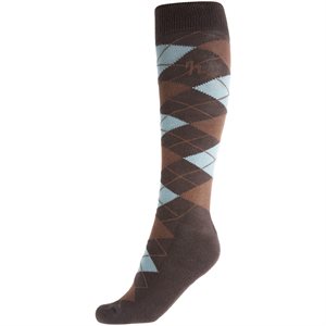 Horze Alana Checked Winter Socks - Chocolate Brown & Mustang Brown