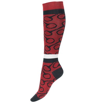 Horze Jacquard Knit Riding Knee Socks - Scarlett Sage Red
