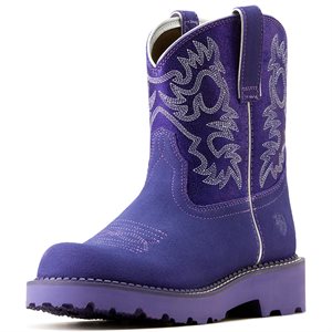 Ariat Ladies Fatbaby Western Boot - Violet Suede & Purple Metallic