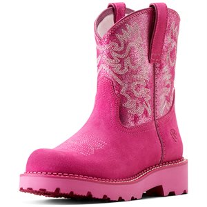Ariat Ladies Fatbaby Western Boot - Hottest Pink & Pink Metallic
