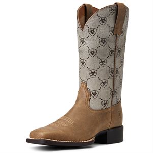 Ariat Ladies Round Up Wide Square Toe Western Boot - Brown Bomber