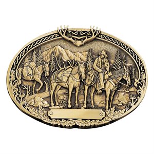 Montana Attitude Pack Horses and Rider Belt Buckle