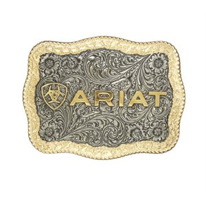 Ariat rectangular belt buckle - Antique silver and antique gold color