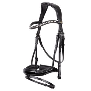 BR Bolton Bridle with Patent Leather - Black & Silver