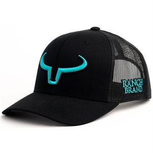 Ranch Brand Rancher Cap - Black with Turquoise Logo