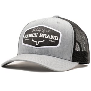  Casquette Ranch Brand Ranch Patch - Gris & Noir avec Logo Blanc