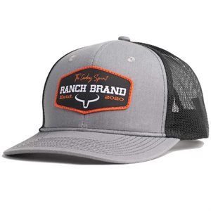  Casquette Ranch Brand Ranch Patch - Gris & Noir avec Logo Orange