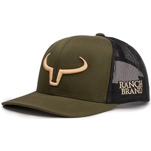  Casquette Ranch Brand Rancher - Vert Mousse & Noir avec Logo Doré