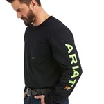 Ariat Men's Rebar Workman Logo Work Shirt - Black & Lime