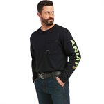 Ariat Men's Rebar Workman Logo Work Shirt - Black & Lime