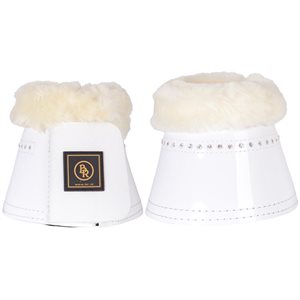 BR Glamour Lacquer Sheepskin Over Reach Boots - White