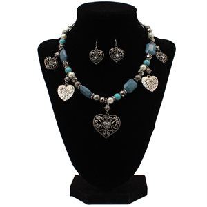 Blazin Roxx Jewelry Set - Silver Heart Charms