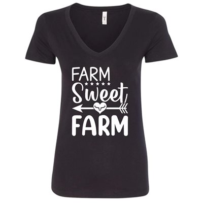 T-Shirt Ranch Brand Farm Sweet Farm pour femme Noir & Blanc 