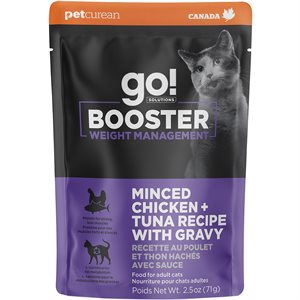 Go! Solutions Weight Management Minced Chicken and Tuna Booster Cat Meal Topper