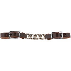 Western Rawhide Flat Leather Curb Chain - Dark Brown