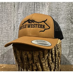 Hostile Western cap with bull-shaped logo - Caramel & black