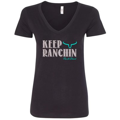 T-Shirt Ranch Brand Keep Ranchin pour femme - Noir & Gris 