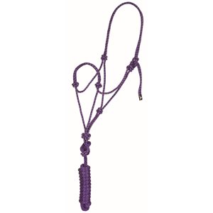 Mustang Economy Rope Halter With Lead - Purple & White