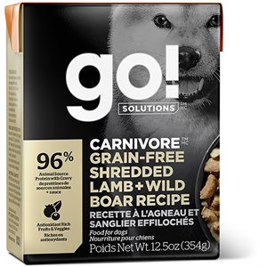 Go! Solutions Carnivore Grain-Free Shredded Lamb and Boar Wet Dog Food