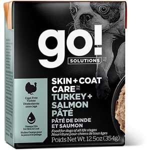 Go! Solutions Skin + Coat Care Turkey and Salmon Pâté with Grains Wet Dog Food
